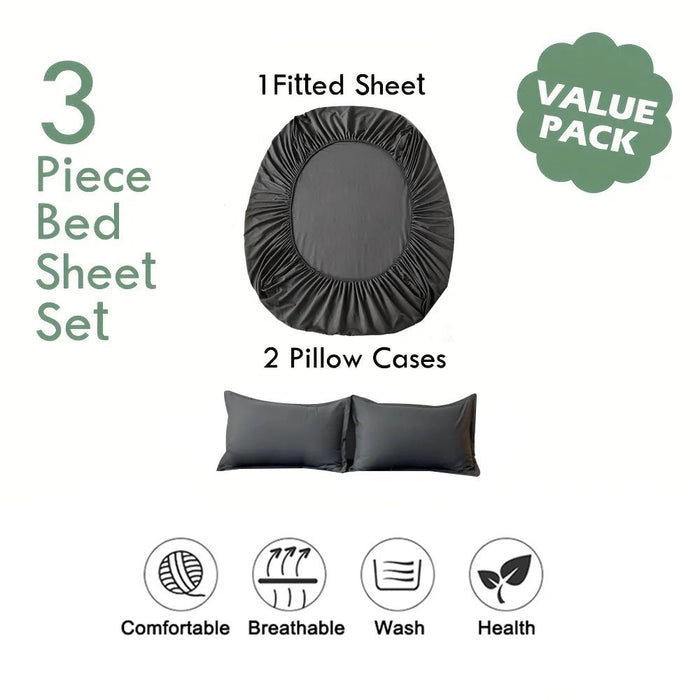 SaneShoppe-Soft Cotton Bed Sheet Set with Pillowcases, Breathable Mattress Cover and Bedding Set