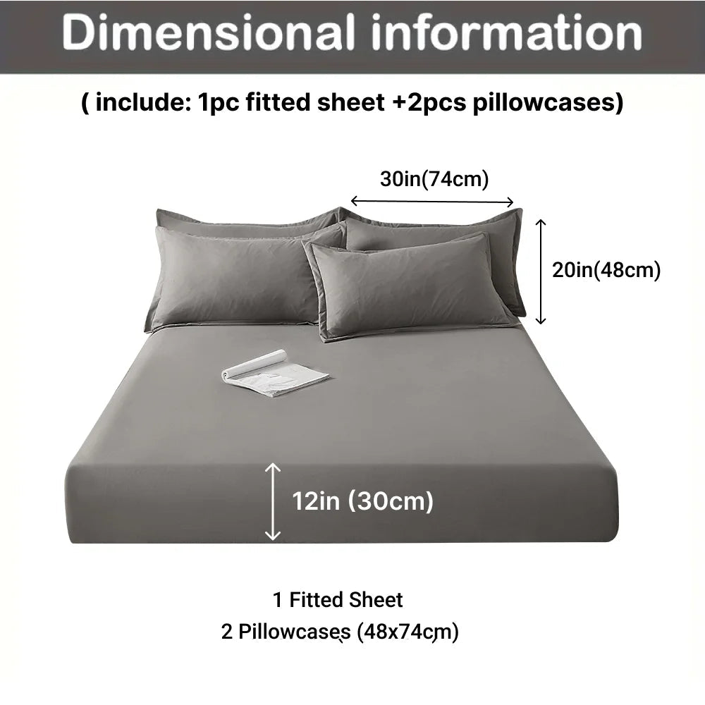 SaneShoppe-Soft Cotton Bed Sheet Set with Pillowcases, Breathable Mattress Cover and Bedding Set