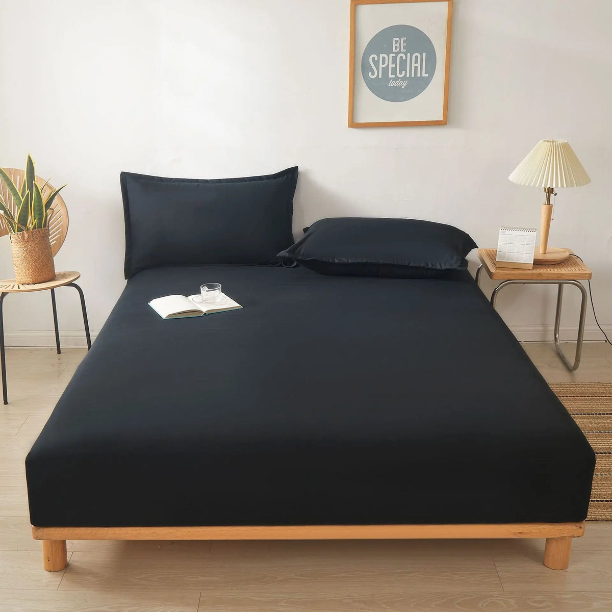 SaneShoppe-Soft Cotton Bed Sheet Set with Pillowcases, Breathable Mattress Cover and Bedding Set