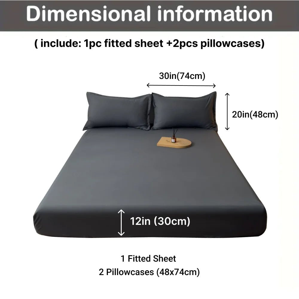 SaneShoppe-Soft Cotton Bed Sheet Set with Pillowcases, Breathable Mattress Cover and Bedding Set