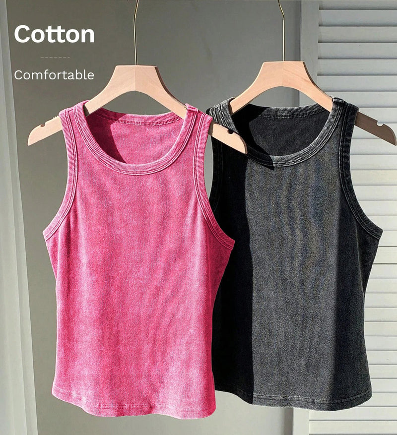 SaneShoppe - 3PCS Set Cotton Camisole Vest Paired Summer Slim Fit Clothing Simple Versatile Basic Top Breathable Womens Korean Style Tops
