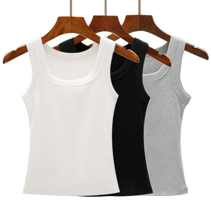 SaneShoppe - 3PCS Set Cotton Camisole Vest Paired Summer Slim Fit Clothing Simple Versatile Basic Top Breathable Womens Korean Style Tops
