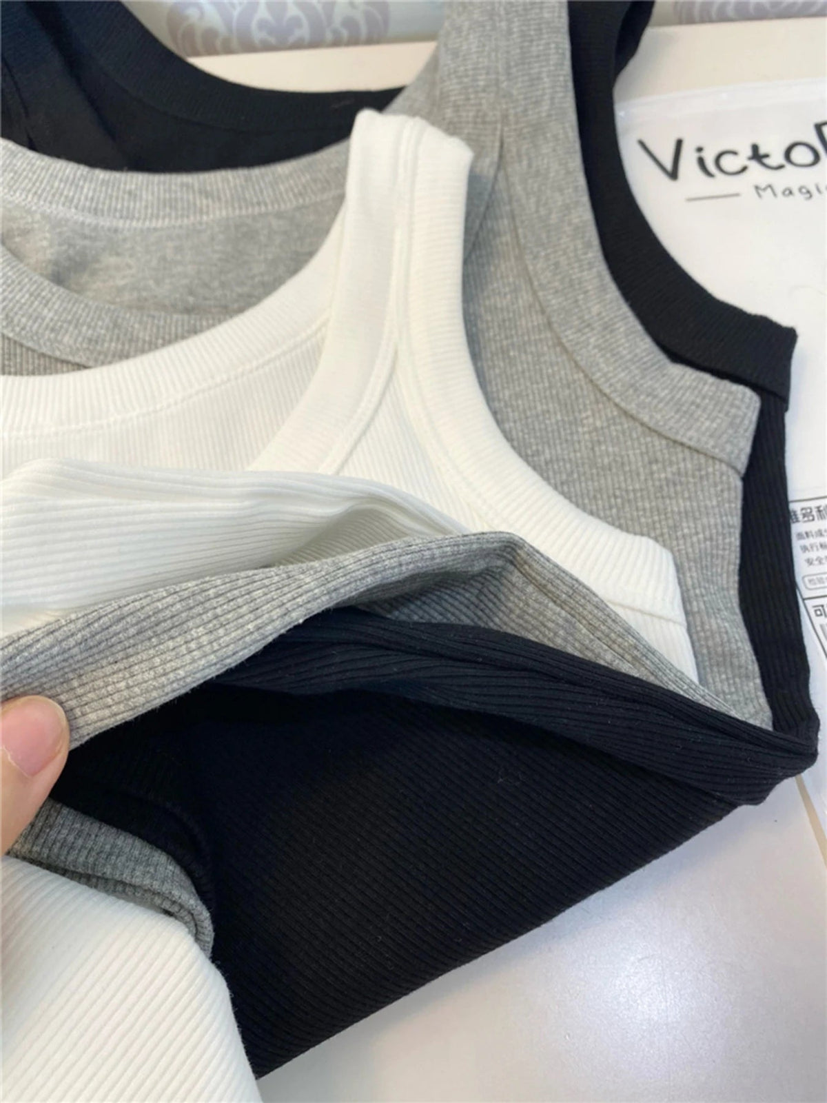 SaneShoppe - 3PCS Set Cotton Camisole Vest Paired Summer Slim Fit Clothing Simple Versatile Basic Top Breathable Womens Korean Style Tops