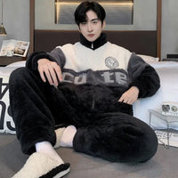 SaneShoppe - 5XL Men's Winter Fleece Pajama Set - Warm Cartoon Flannel Sleepwear