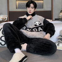 SaneShoppe - 5XL Men's Winter Fleece Pajama Set - Warm Cartoon Flannel Sleepwear