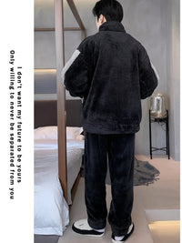 SaneShoppe - 5XL Men's Winter Fleece Pajama Set - Warm Cartoon Flannel Sleepwear