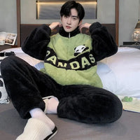 SaneShoppe - 5XL Men's Winter Fleece Pajama Set - Warm Cartoon Flannel Sleepwear