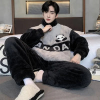 SaneShoppe - 5XL Men's Winter Fleece Pajama Set - Warm Cartoon Flannel Sleepwear