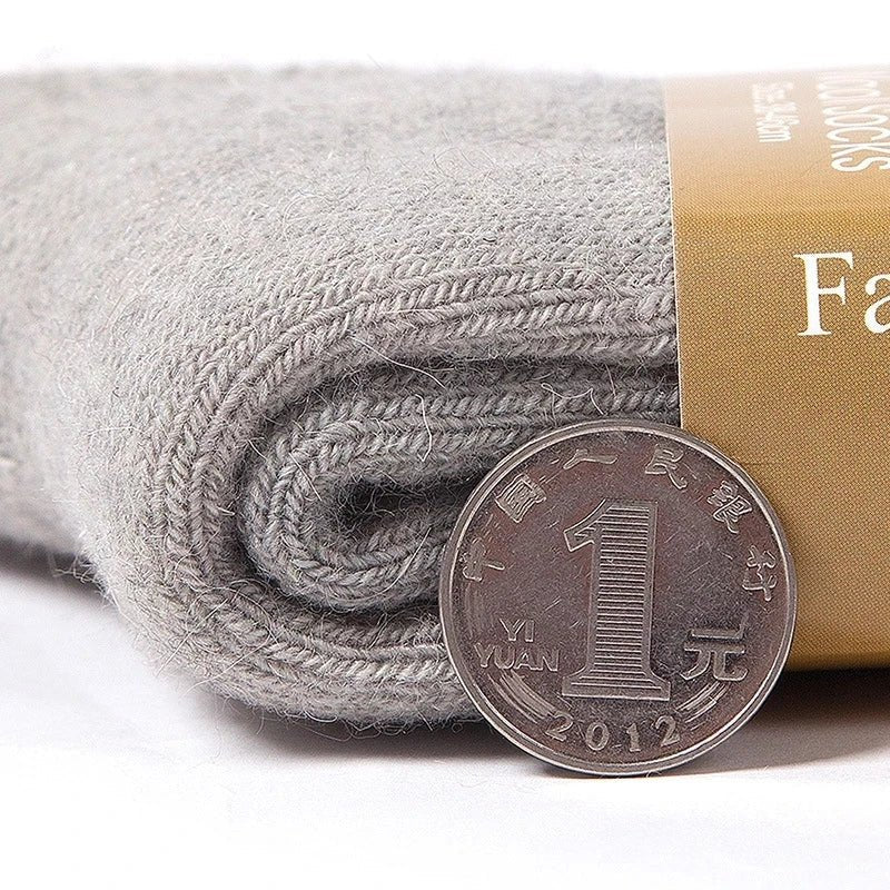 SaneShoppe - 6 Pairs Winter Wool Socks Male Men's Socks Super Thicker Solid Socks Merino Plush Women's Socks Against Cold Snow Terry Socks