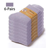 SaneShoppe - 6 Pairs Winter Wool Socks Male Men's Socks Super Thicker Solid Socks Merino Plush Women's Socks Against Cold Snow Terry Socks