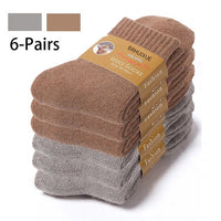 SaneShoppe - 6 Pairs Winter Wool Socks Male Men's Socks Super Thicker Solid Socks Merino Plush Women's Socks Against Cold Snow Terry Socks