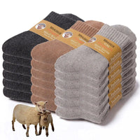 SaneShoppe - 6 Pairs Winter Wool Socks Male Men's Socks Super Thicker Solid Socks Merino Plush Women's Socks Against Cold Snow Terry Socks