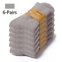 SaneShoppe - 6 Pairs Winter Wool Socks Male Men's Socks Super Thicker Solid Socks Merino Plush Women's Socks Against Cold Snow Terry Socks