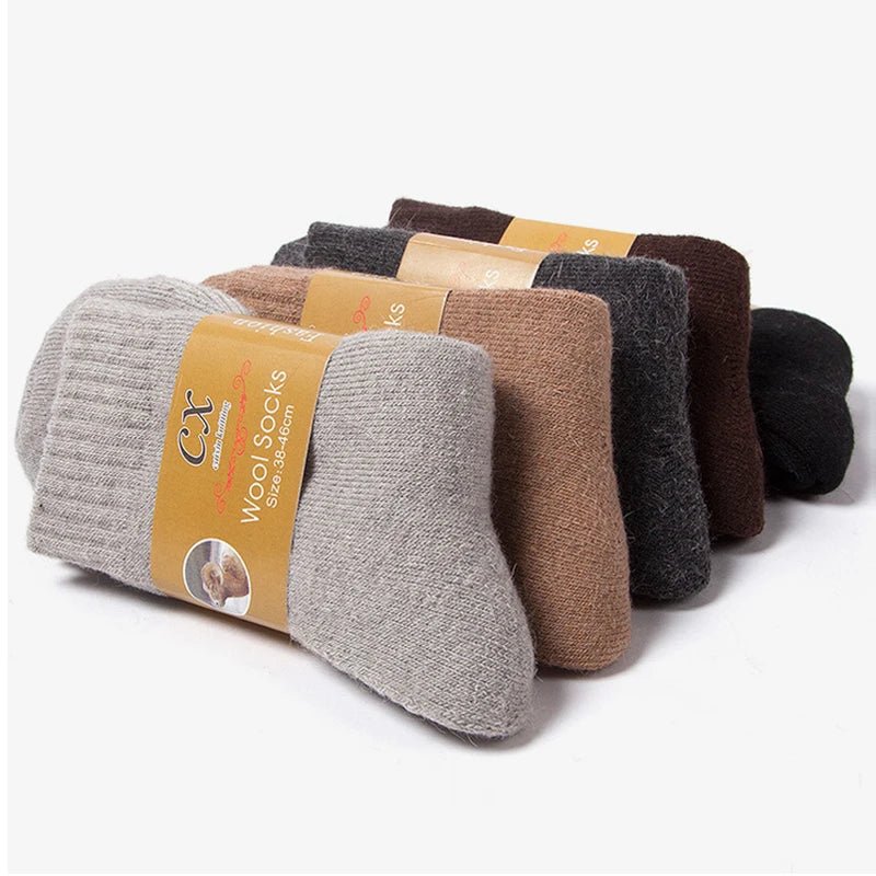 SaneShoppe - 6 Pairs Winter Wool Socks Male Men's Socks Super Thicker Solid Socks Merino Plush Women's Socks Against Cold Snow Terry Socks
