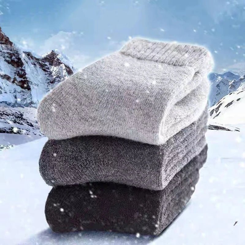 SaneShoppe - 6 Pairs Winter Wool Socks Male Men's Socks Super Thicker Solid Socks Merino Plush Women's Socks Against Cold Snow Terry Socks