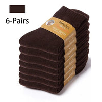 SaneShoppe - 6 Pairs Winter Wool Socks Male Men's Socks Super Thicker Solid Socks Merino Plush Women's Socks Against Cold Snow Terry Socks