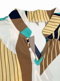 SaneShoppe - A Batwing - Sleeved, Belted Dress with Geometric Patterns It Is Suitable for Commuting in Spring and Summer, Featuring an Elegant Style.