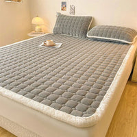 SaneShoppe - A - Class Milk Velvet Printed Mattress Topper Cartoon Thickened Warm Quilted Non - Slip Mat Student Dorm Cushion for All Seasons