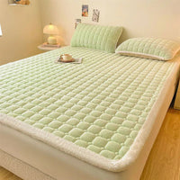 SaneShoppe - A - Class Milk Velvet Printed Mattress Topper Cartoon Thickened Warm Quilted Non - Slip Mat Student Dorm Cushion for All Seasons