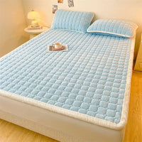 SaneShoppe - A - Class Milk Velvet Printed Mattress Topper Cartoon Thickened Warm Quilted Non - Slip Mat Student Dorm Cushion for All Seasons