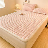 SaneShoppe - A - Class Milk Velvet Printed Mattress Topper Cartoon Thickened Warm Quilted Non - Slip Mat Student Dorm Cushion for All Seasons