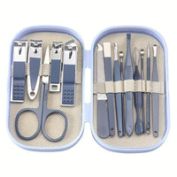 SaneShoppe - A Set Of 14pcs Stainless Steel Manicure And Pedicure Tools, Featuring Modern Style Concave Edge Nail Clippers And Grooming Tools, Including A Portable Storage Box - A Unisex Odorless Nail Care Kit