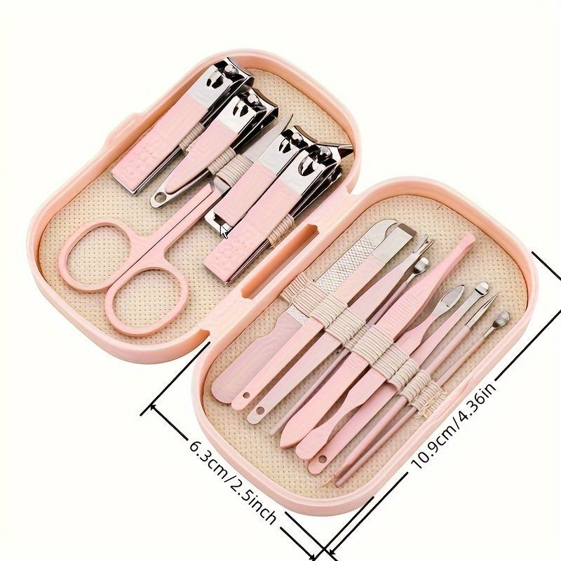 SaneShoppe - A Set Of 14pcs Stainless Steel Manicure And Pedicure Tools, Featuring Modern Style Concave Edge Nail Clippers And Grooming Tools, Including A Portable Storage Box - A Unisex Odorless Nail Care Kit
