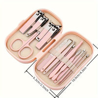SaneShoppe - A Set Of 14pcs Stainless Steel Manicure And Pedicure Tools, Featuring Modern Style Concave Edge Nail Clippers And Grooming Tools, Including A Portable Storage Box - A Unisex Odorless Nail Care Kit