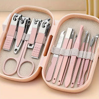 SaneShoppe - A Set Of 14pcs Stainless Steel Manicure And Pedicure Tools, Featuring Modern Style Concave Edge Nail Clippers And Grooming Tools, Including A Portable Storage Box - A Unisex Odorless Nail Care Kit