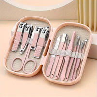 SaneShoppe - A Set Of 14pcs Stainless Steel Manicure And Pedicure Tools, Featuring Modern Style Concave Edge Nail Clippers And Grooming Tools, Including A Portable Storage Box - A Unisex Odorless Nail Care Kit