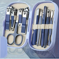 SaneShoppe - A Set Of 14pcs Stainless Steel Manicure And Pedicure Tools, Featuring Modern Style Concave Edge Nail Clippers And Grooming Tools, Including A Portable Storage Box - A Unisex Odorless Nail Care Kit