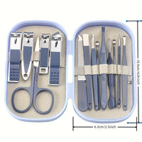 SaneShoppe - A Set Of 14pcs Stainless Steel Manicure And Pedicure Tools, Featuring Modern Style Concave Edge Nail Clippers And Grooming Tools, Including A Portable Storage Box - A Unisex Odorless Nail Care Kit