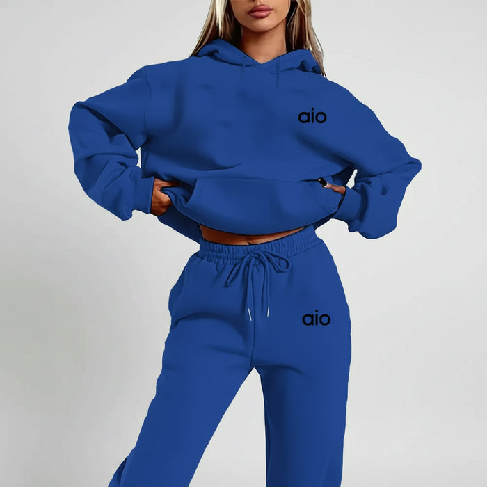 SaneShoppe - ai Printing High Quality Women Monochrome Hooded Hoodie Set Casual Two - Piece Set New Fashion Hot Selling