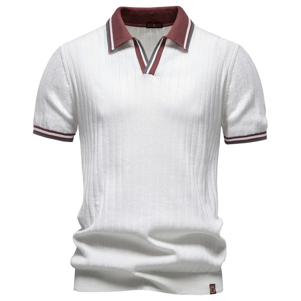 SaneShoppe-Men's 100% Cotton Polo Shirt - Classic Elegant Style with Solid Color Collar