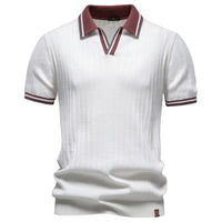SaneShoppe-Men's 100% Cotton Polo Shirt - Classic Elegant Style with Solid Color Collar