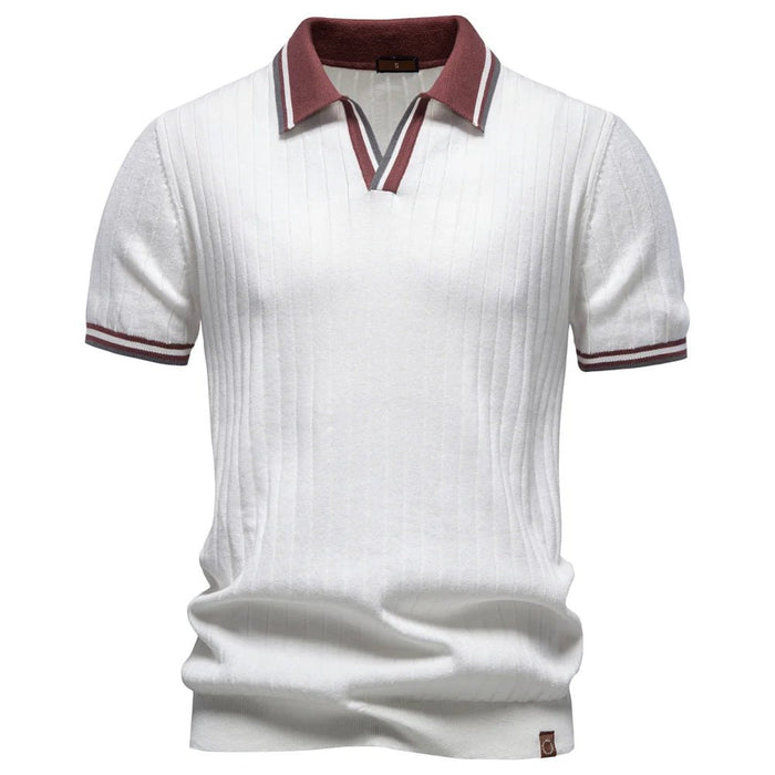 SaneShoppe-Men's 100% Cotton Polo Shirt - Classic Elegant Style with Solid Color Collar