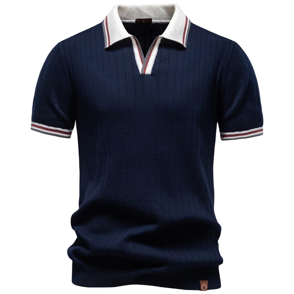 SaneShoppe-Men's 100% Cotton Polo Shirt - Classic Elegant Style with Solid Color Collar