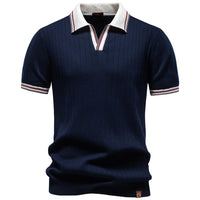 SaneShoppe-Men's 100% Cotton Polo Shirt - Classic Elegant Style with Solid Color Collar