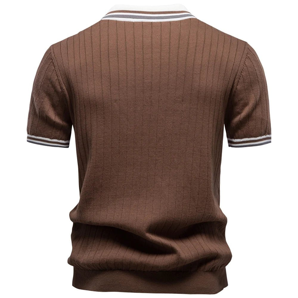 SaneShoppe-Men's 100% Cotton Polo Shirt - Classic Elegant Style with Solid Color Collar