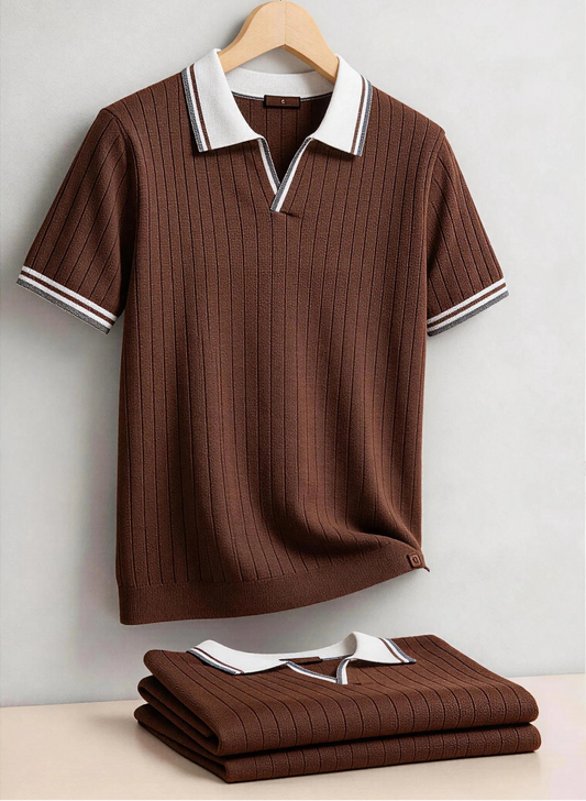 SaneShoppe-Men's 100% Cotton Polo Shirt - Classic Elegant Style with Solid Color Collar