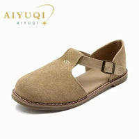 SaneShoppe-Stylish Genuine Leather Hollow Roman Sandals for Women