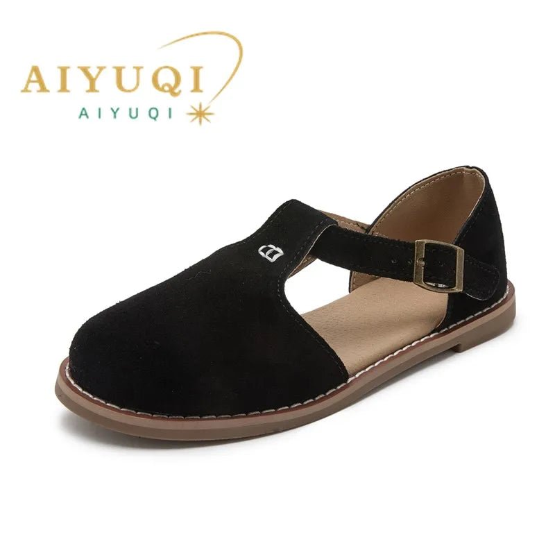 SaneShoppe-Stylish Genuine Leather Hollow Roman Sandals for Women