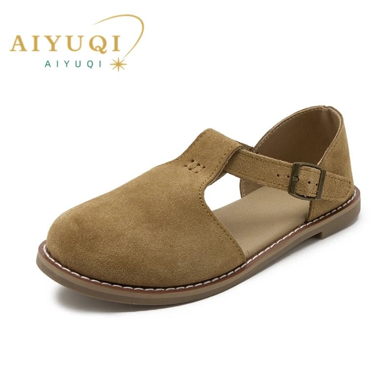 SaneShoppe-Stylish Genuine Leather Hollow Roman Sandals for Women