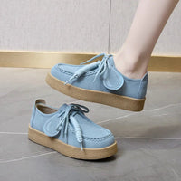 SaneShoppe-AIYUQI 2026 Genuine Leather Women's Shoes Flat Lace-up Loafers Large Size