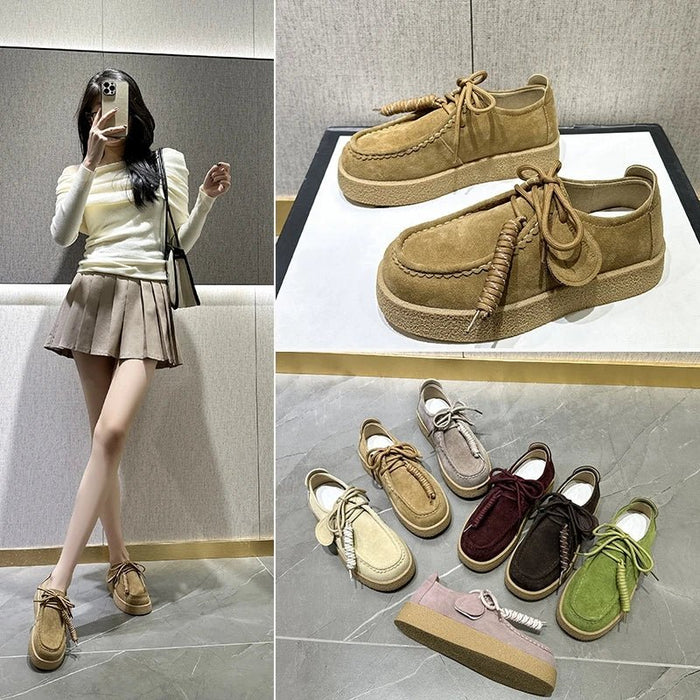 SaneShoppe - AIYUQI Genuine Leather Women's Shoes 2025 New Flat Non - slip Derby Female Shoes Large size Lace - up Loafers For Women