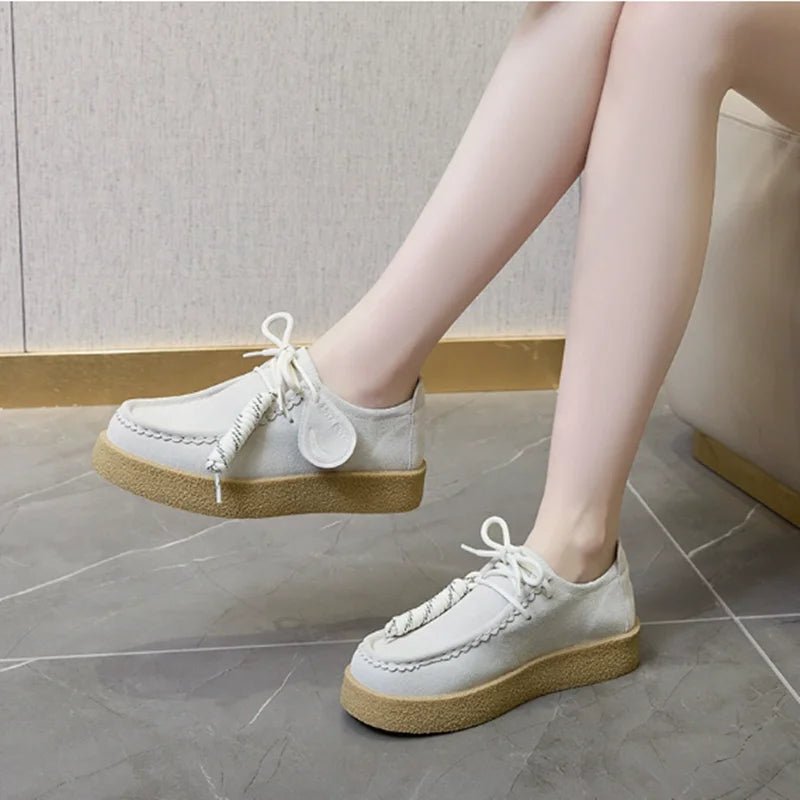 SaneShoppe-AIYUQI 2026 Genuine Leather Women's Shoes Flat Lace-up Loafers Large Size