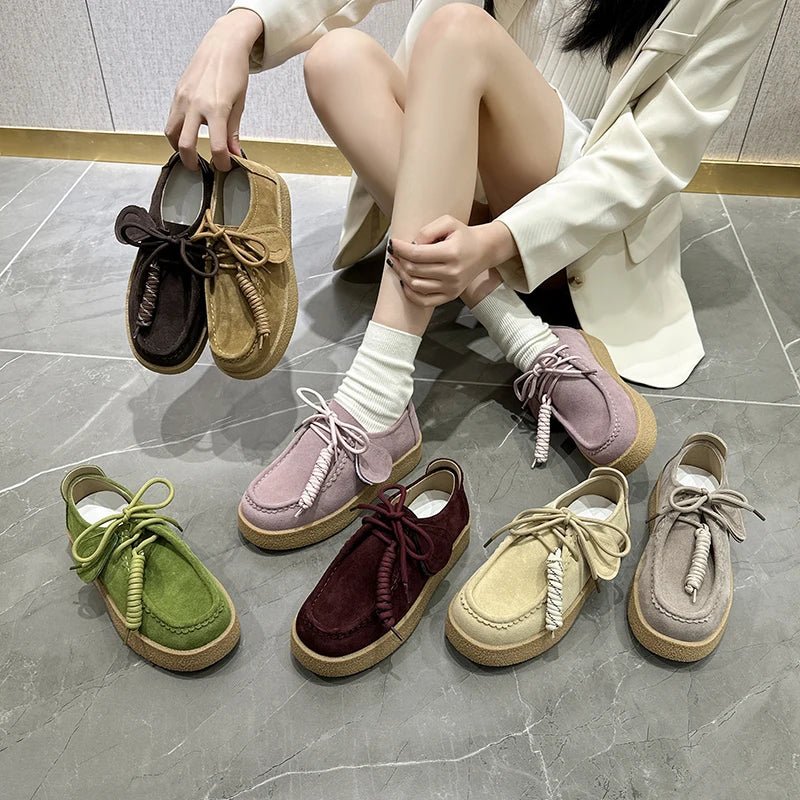 SaneShoppe-AIYUQI 2026 Genuine Leather Women's Shoes Flat Lace-up Loafers Large Size
