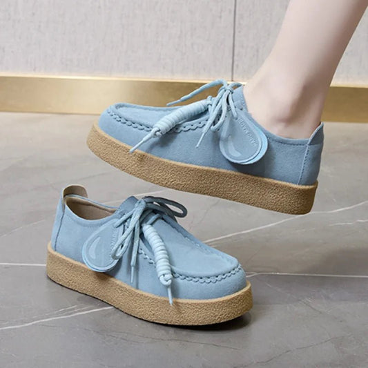 SaneShoppe-AIYUQI 2026 Genuine Leather Women's Shoes Flat Lace-up Loafers Large Size