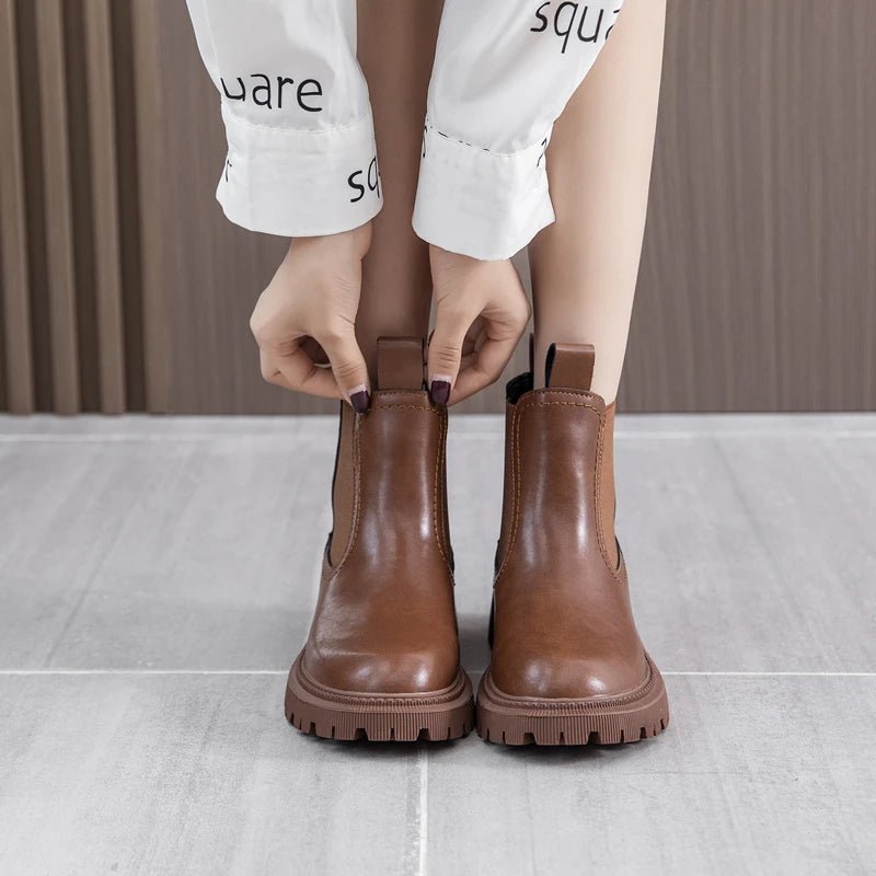 SaneShoppe - AIYUQI Women's Chelsea Boots Genuine Leather New Autumn Winter Fashion Women's Ankle Boots Retro Winter Boots Ladies WHSLE MTO