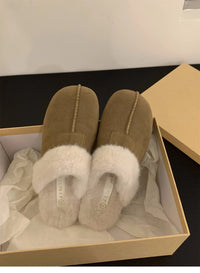 SaneShoppe - AJGS Natural Wool Grass Slippers Australian Sheepskin All - in - one Slippers Women's Home Flats Non - slip Women Shoes
